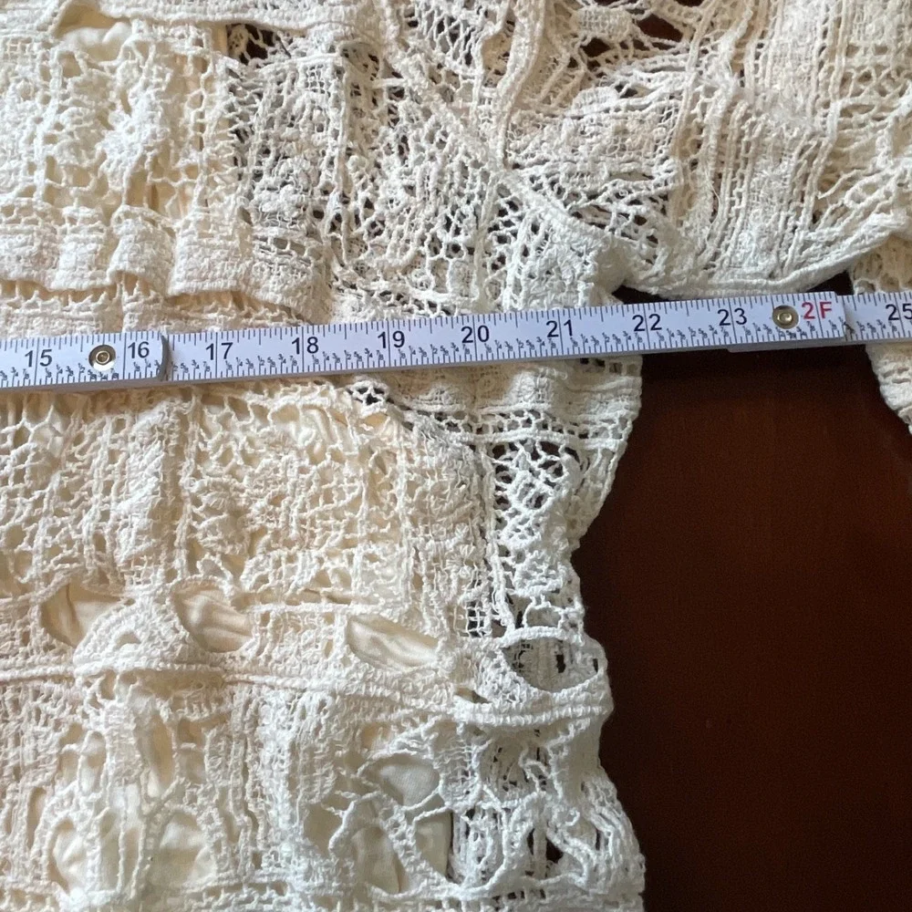Indigo Thread Co Womans Crochet Blouse Pullover Size 2X Ivory NEW